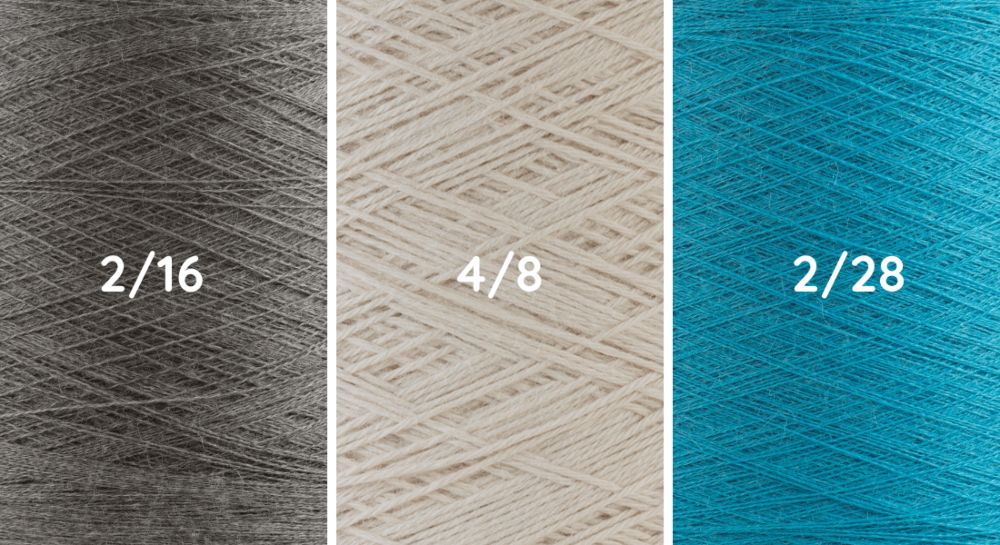 Tres N&uacute;meros metricos (n/m) de MUHU: 4/8, 2/16, 2/28